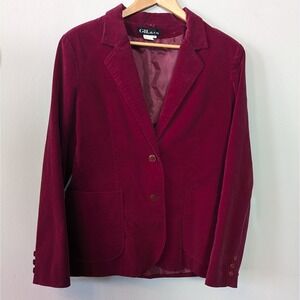 Vintage Soft Cotton Velvet Gil & Co Blazer Size 16 Red Dark Academia Whimsigoth